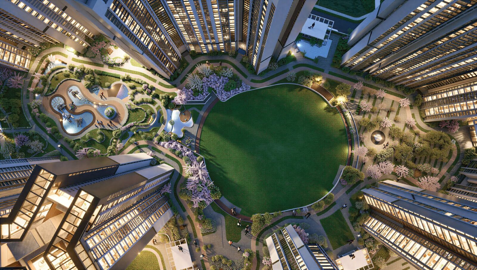 Central yard landscaped podium