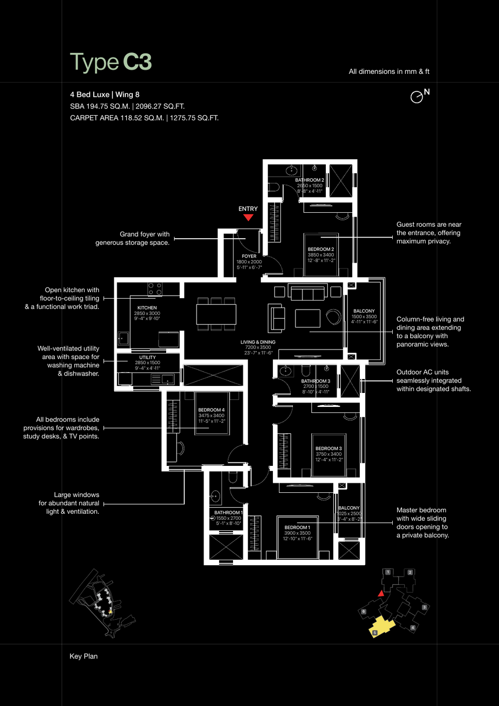 4 BHK Luxe floor plan